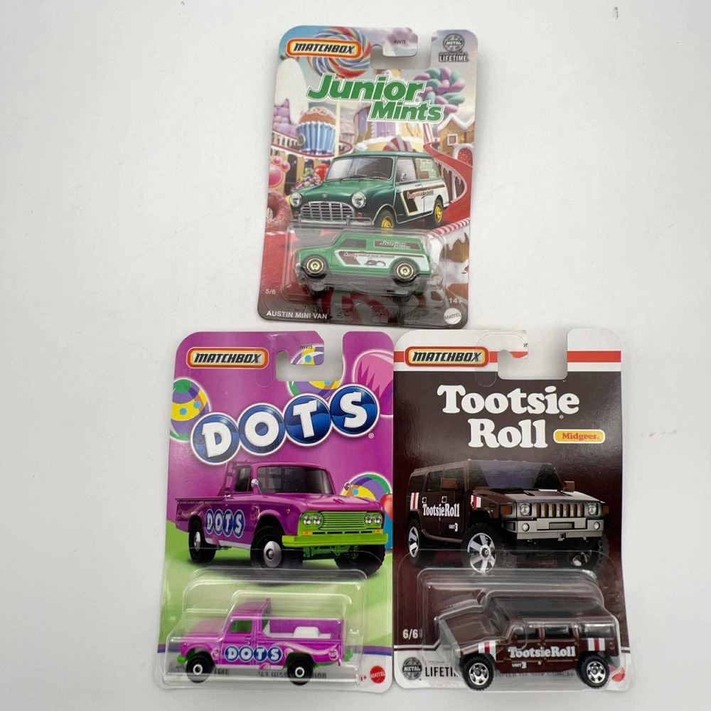 Matchbox Candy Series Lot 3 Cars (Nissan Junior‎ Dots + Austin Mini + Hummer H2)